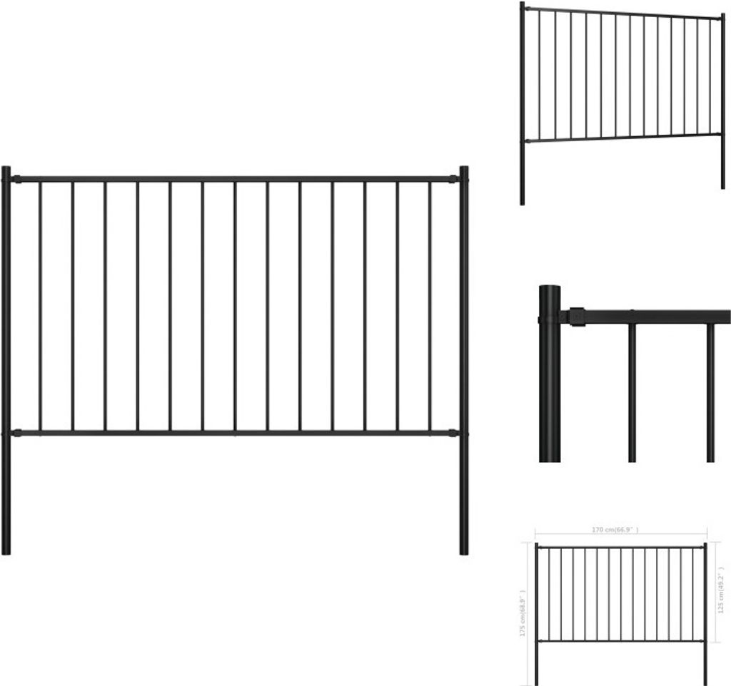 vidaXL Zaunfeld mit Pfosten Pulverbeschichteter Stahl 1,7 x 1,25 m - Zaunfelder