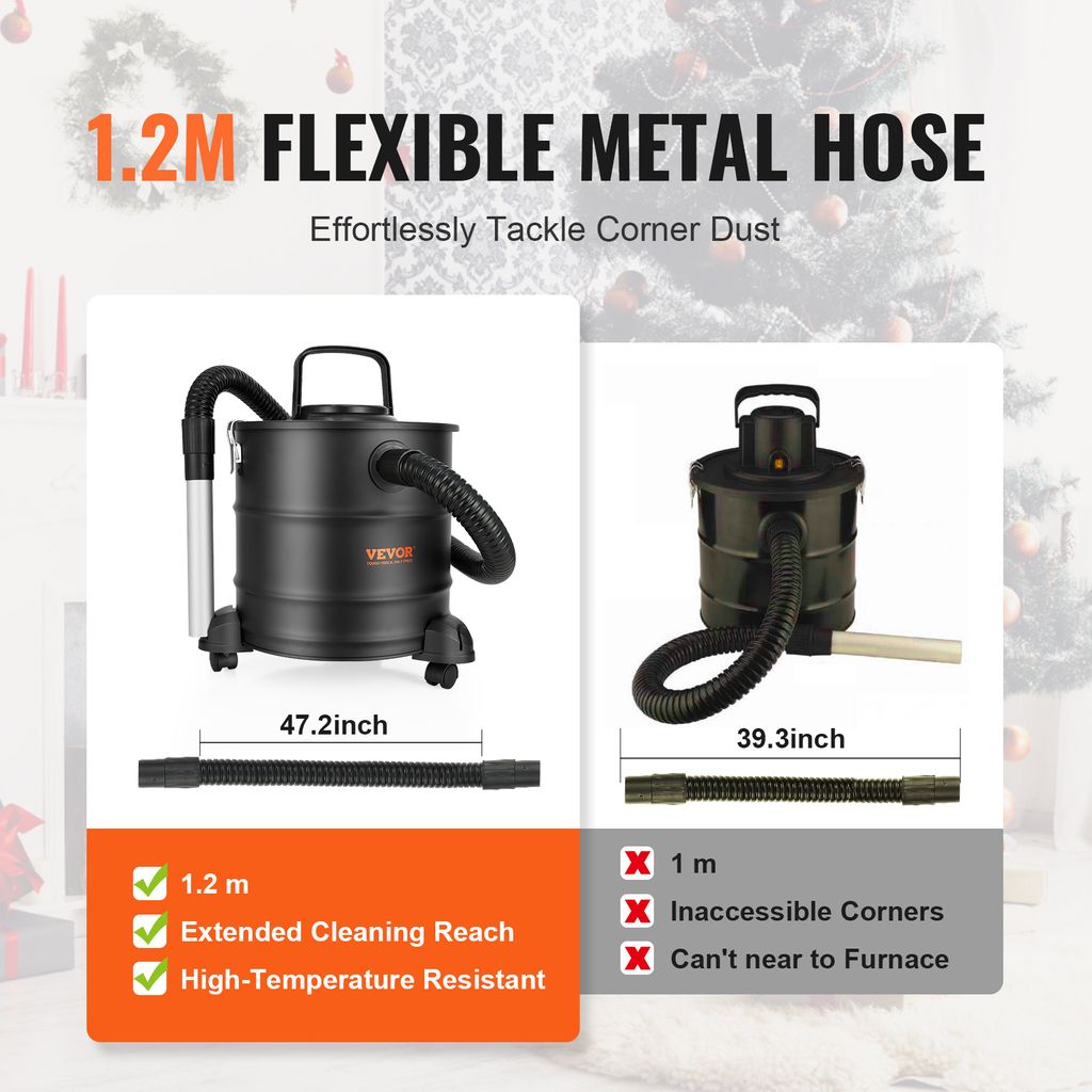 Hoteche Aschesauger 18L 800W - Kaminstaubsauger Mit HEPA-Filter Für Ofen & Kamin