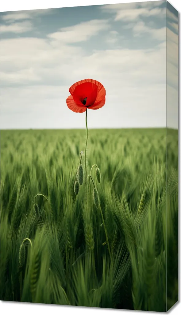 Tableau Image 40 x 70 cm Pavot solitaire dans un champ - Déco Nature