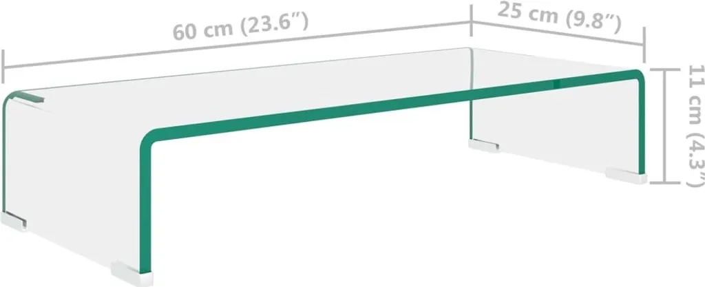 Rehausse d'écran en verre transparent 60 cm - Support TV de bureau