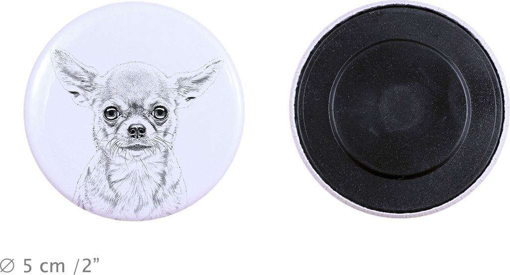 Chihuahua Langhaar Magnet mit einem Hundepfotenabdruck, außergewöhnlich leicht, starker Magnet, handgefertigtes Produkt der Marke Art-Dog