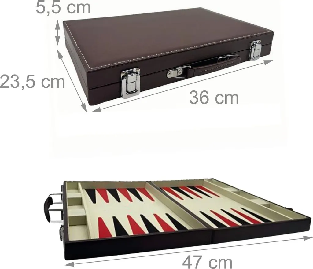 Mallette de backgammon classique format voyage finition cuir de luxe