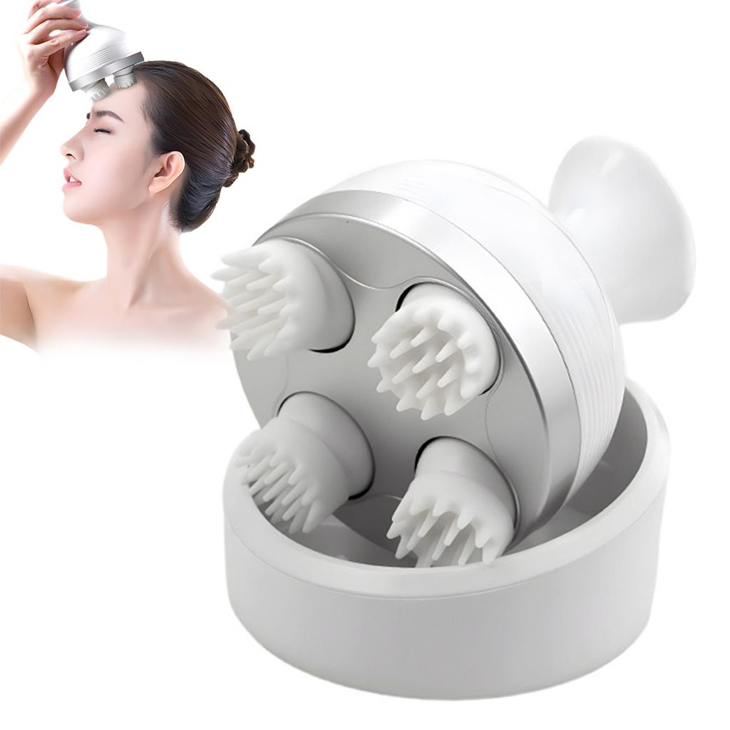 Kopfmassagegerät, Kopfhaut-Massagegerät, elektrische Kopfmassage, mit 8 abnehmbaren Massageköpfen und 4 Massagemodi, für Ganzkörpermassage