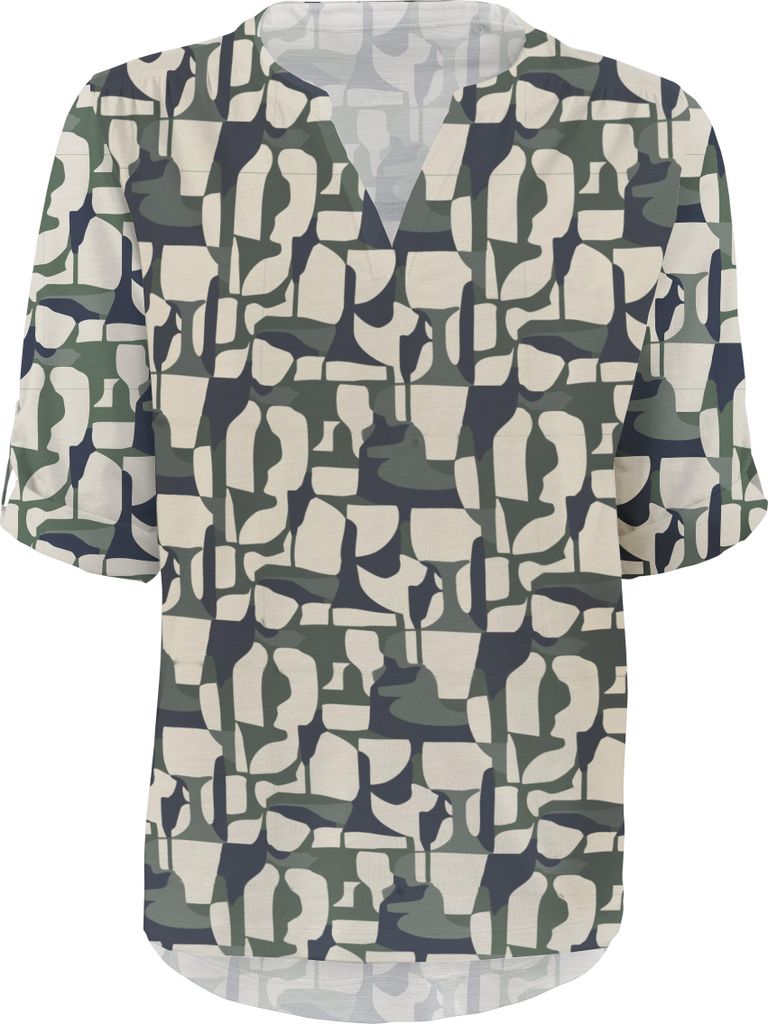 Stooker Women MARIE PRINT Damen Shirt 3/4-Arm Regular Fit 44/46 green aop