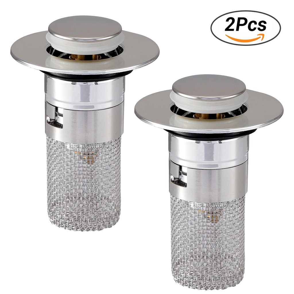 2x Edelstahl Waschbeckenstöpsel Pop Up Bodenablauf Filter Produktbild 