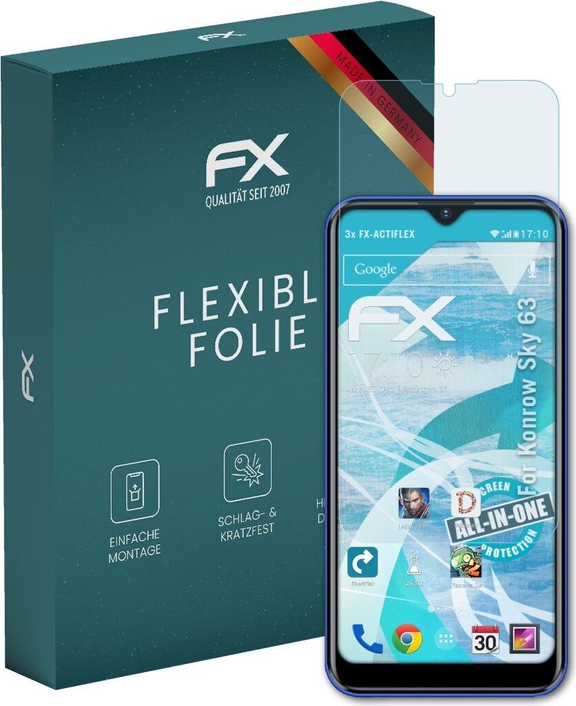 atFoliX FX-ActiFleX 3x Schutzfolie kompatibel mit Konrow Sky 63 Folie