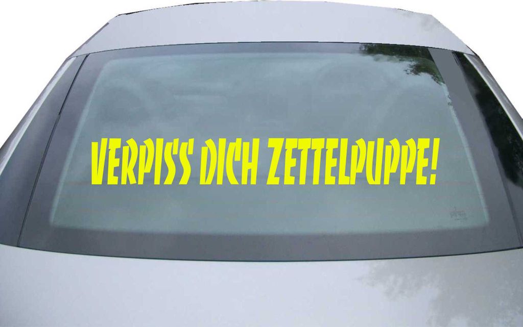 Indigos UG - Aufkleber Heckscheibe & Motorklappe DE2265 - neongelb - 600x80 mm - Verpiss dich Zettelpuppe - Auto Scheiben Fenster Heckklappe Tuning...