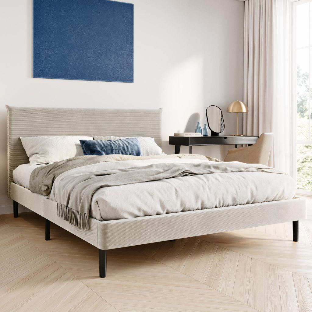 Polsterbett 140x200 und 160x200 cm mit Lattenrost und Produktbild 