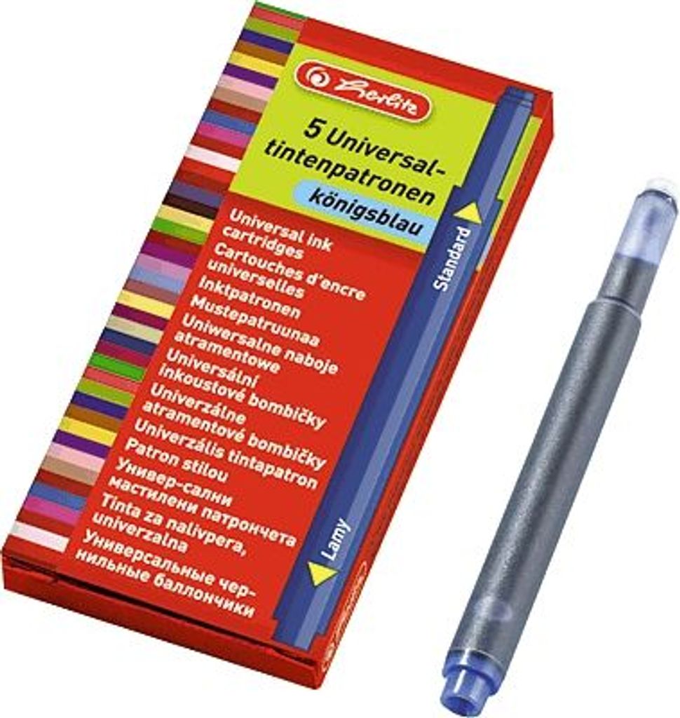 Herlitz Cartucce D'inchiostro Standard - 2 Blister Da 6 Pezzi (totale 12 Cartucce) - Colore Blu, Adatte A Molte Marche