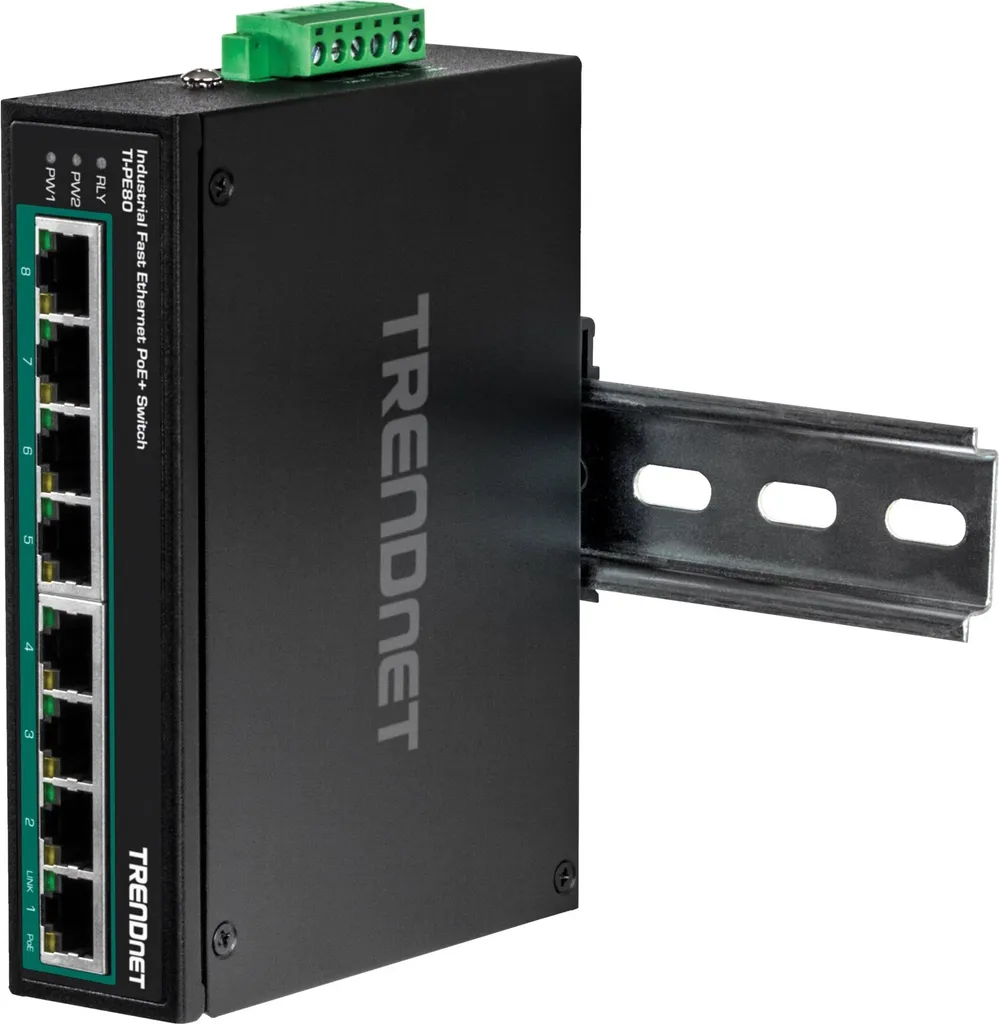 TrendNet TI-PE80 TRENDnet Industrie Switch 8 Port Fast Eth. PoE+ L2 DIN-Rail