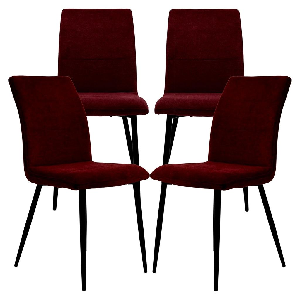 Moderne Esszimmerstühle mit Stoffbezug - Bequeme Esstischstühle mit abgesteppter Vorderseite - Gepolsterte Küchenstühle mit gebogener Rückenle...