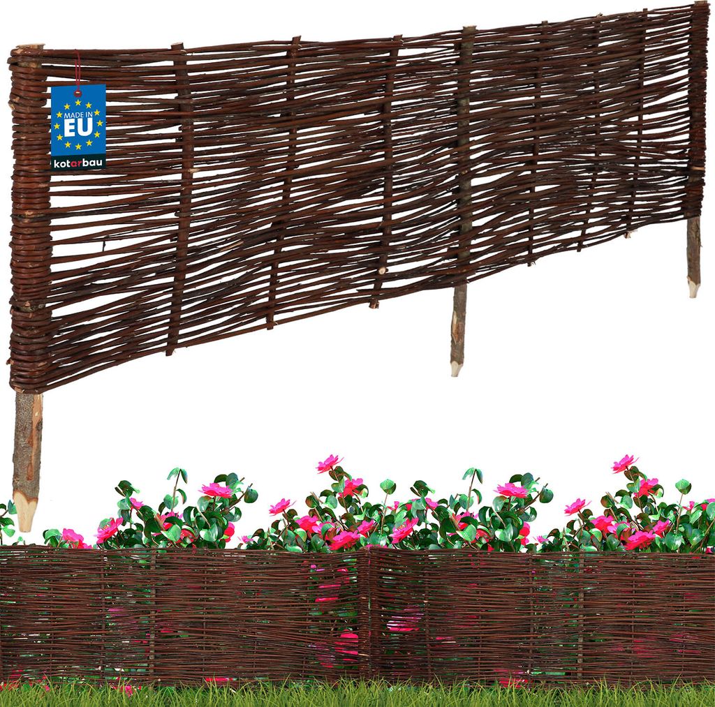 KOTARBAU Beetbegrenzung Weidenzaun 120 x 40 cm Zaun Beeteinfassung Beet Beetumrandung Steckzaun Rasenkante Weide Beeteinfassung Gartenzaun Zum St...