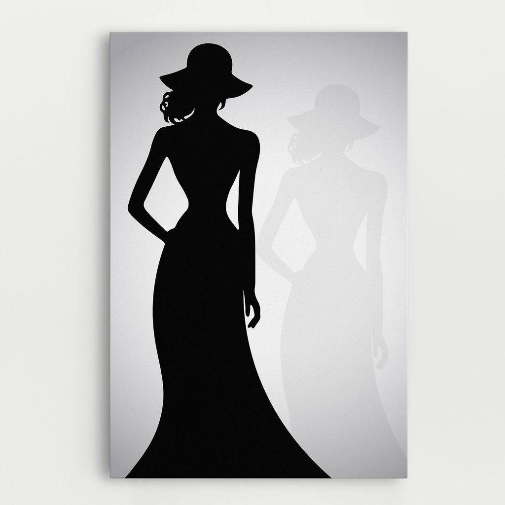 ARTHUB Leinwandbild 50x70 cm, Silhouette Lady | Wohnzimmerdekoration, Hängende Bilder, Wanddekoration, Heimdekoration, Frauen, Silhouetten