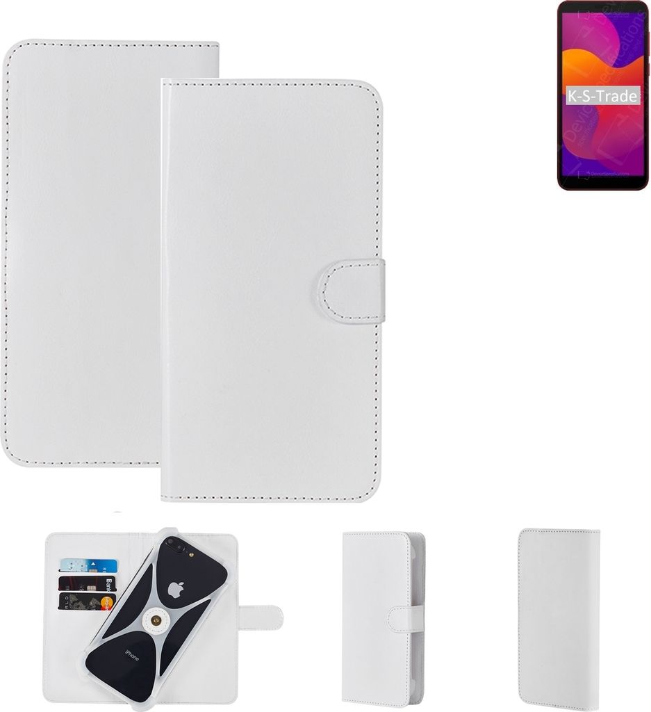 K-S-Trade Handy Hülle Schutz Hülle kompatibel mit Huawei Honor 9S Cover Case Bookstyle Bumper weiß 1x