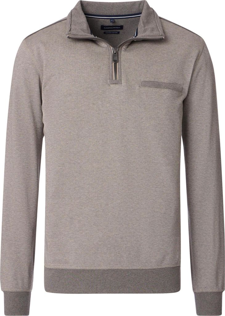 CASAMODA Herren Sweat-Troyer Zipper Regular Baumwolle Beige L