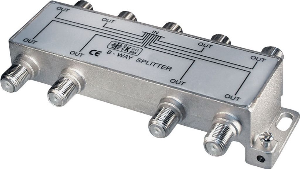 Transmedia Verteiler; 8-fach Verteiler F-Kupplung - 8x F-Kupplung High Quality Serie 5-1000 MHz, FV 8