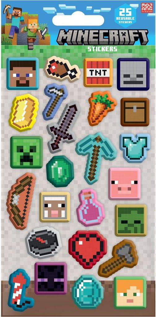 Minecraft Aufkleber 25 Stück, ikonische Charaktere & Produktbild 