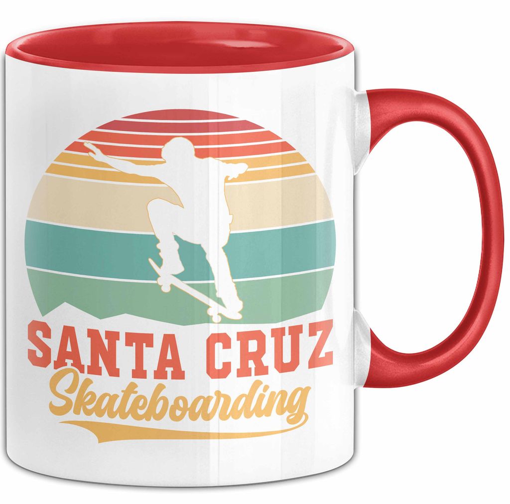 Skateboard Skater Fans Bzw Skateboard Tasse Becher Geschenk Mädchen Jungs Santa Cruz (Rot)