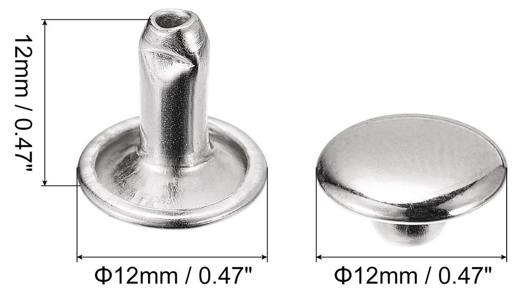 100 Sets Leder Nieten, 12x12mm Doppelt Kappe Nieten Metallnieten Runde Nieten Hohlnieten Niete fš¹r Lederhandwerk Reparatur DIY Geldb?rsen Gš¹r...