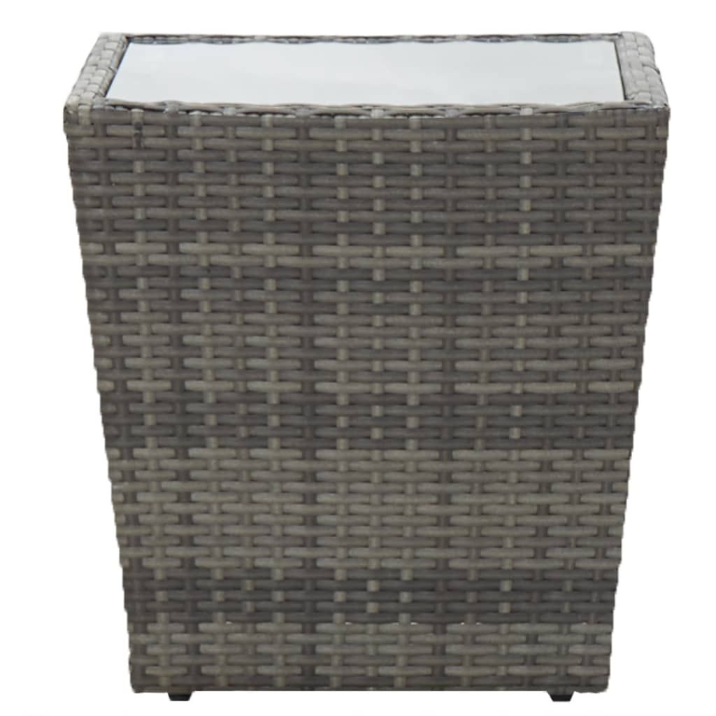 vidaXL Tavolino grigio 41,5x41,5x43 cm in poly rattan e Immagine del prodotto 