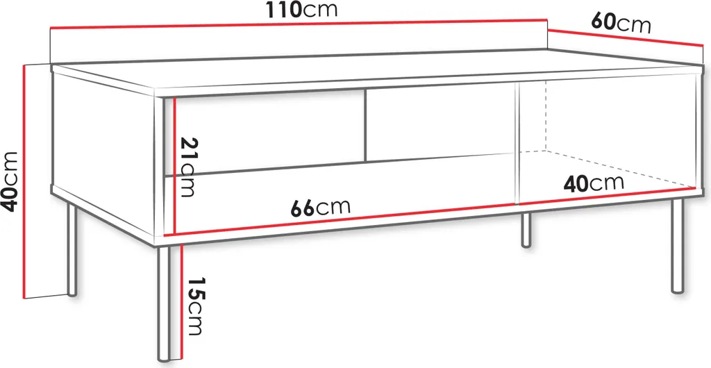 Table basse HARTSELE vert sapin, plateau résistant et pieds stables - 3
