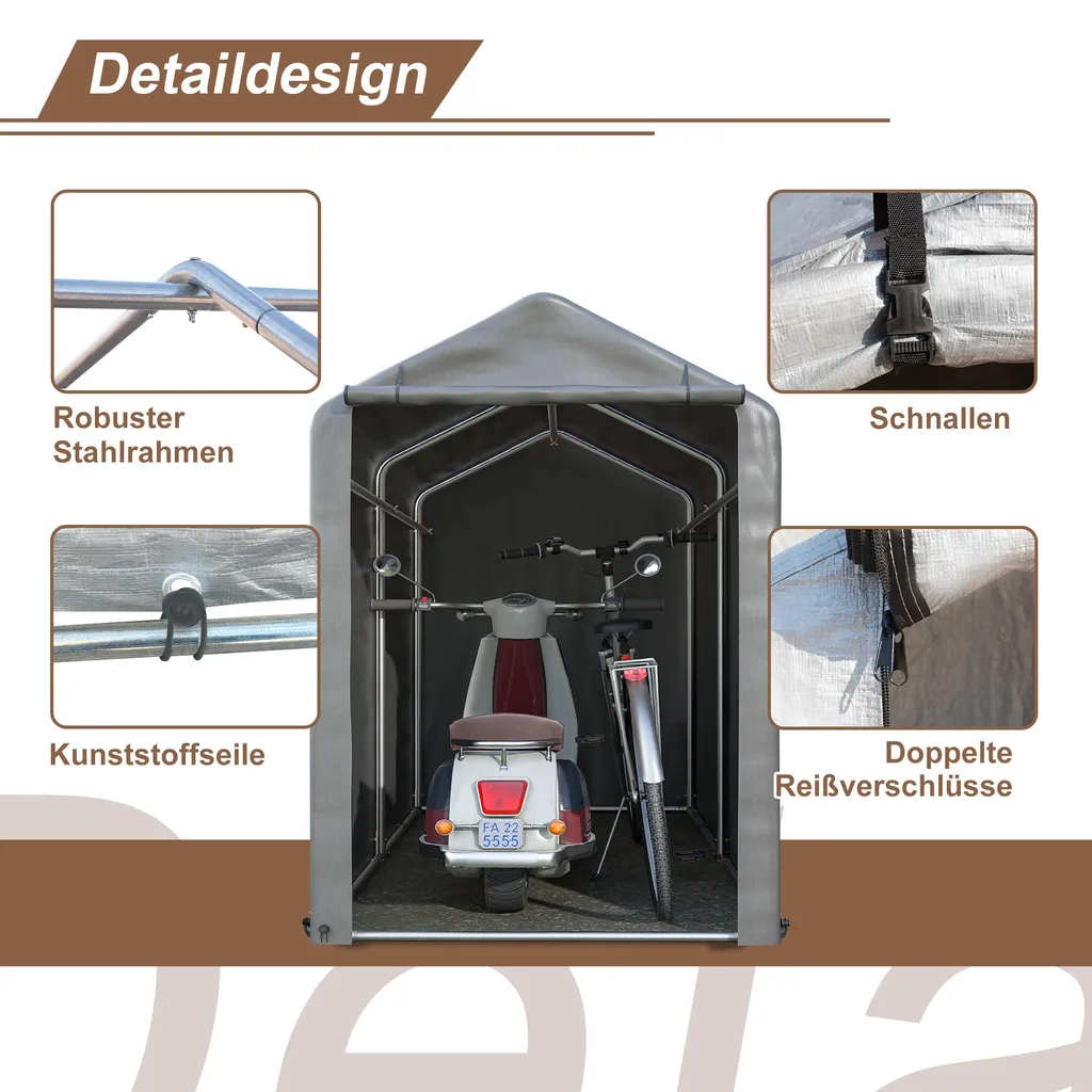 Abri de jardin imperméable gris structure acier résistante durable - 5