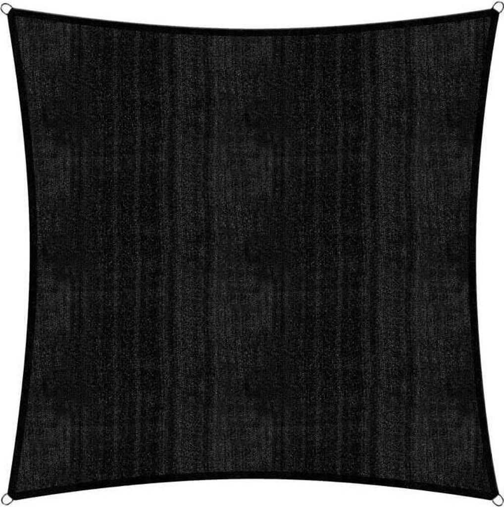 Lumaland Sonnensegel inkl. Befestigungsseile, 100% HDPE mit Stabilisator für UV Schutz, Quadrat 5 x 5 Meter schwarz