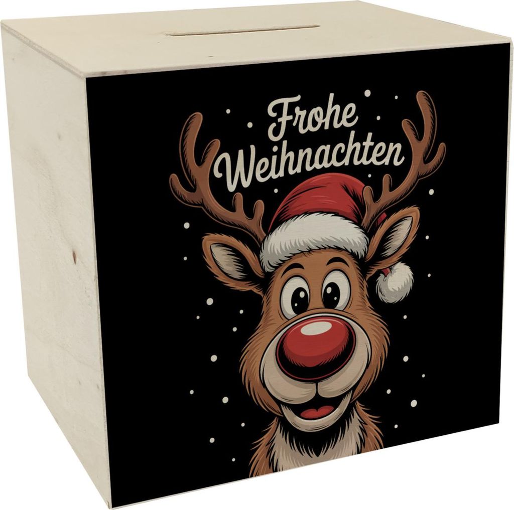 Rentier Frohe Weihnachten Spardose aus Holz für Weihnachten