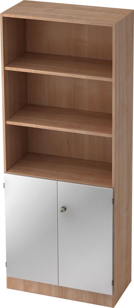 Hammerbacher Regalschrank Solid V6770/N/S/SG 5OH nußbaum/silber