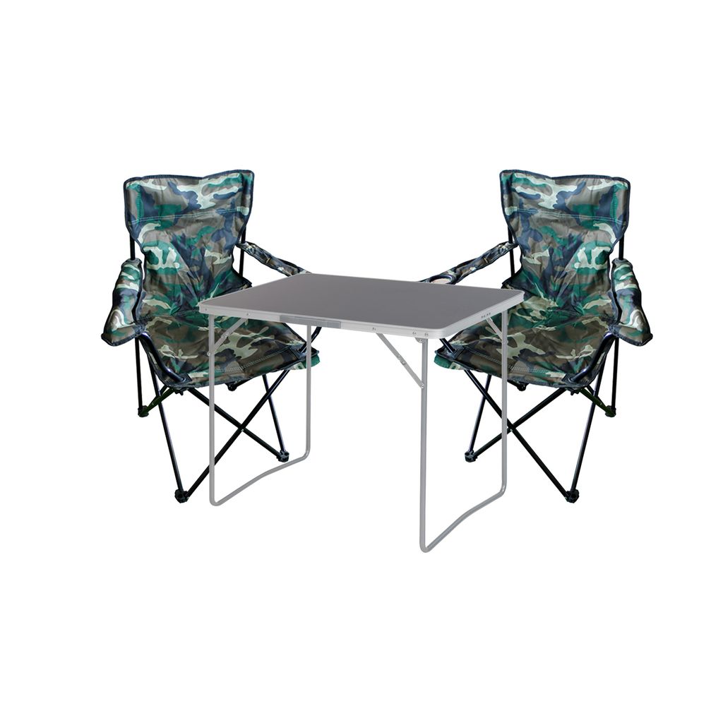 3-tlg Campingmöbel Set Campingtisch Anglerstuhl L80xB60xH68cm klappbar