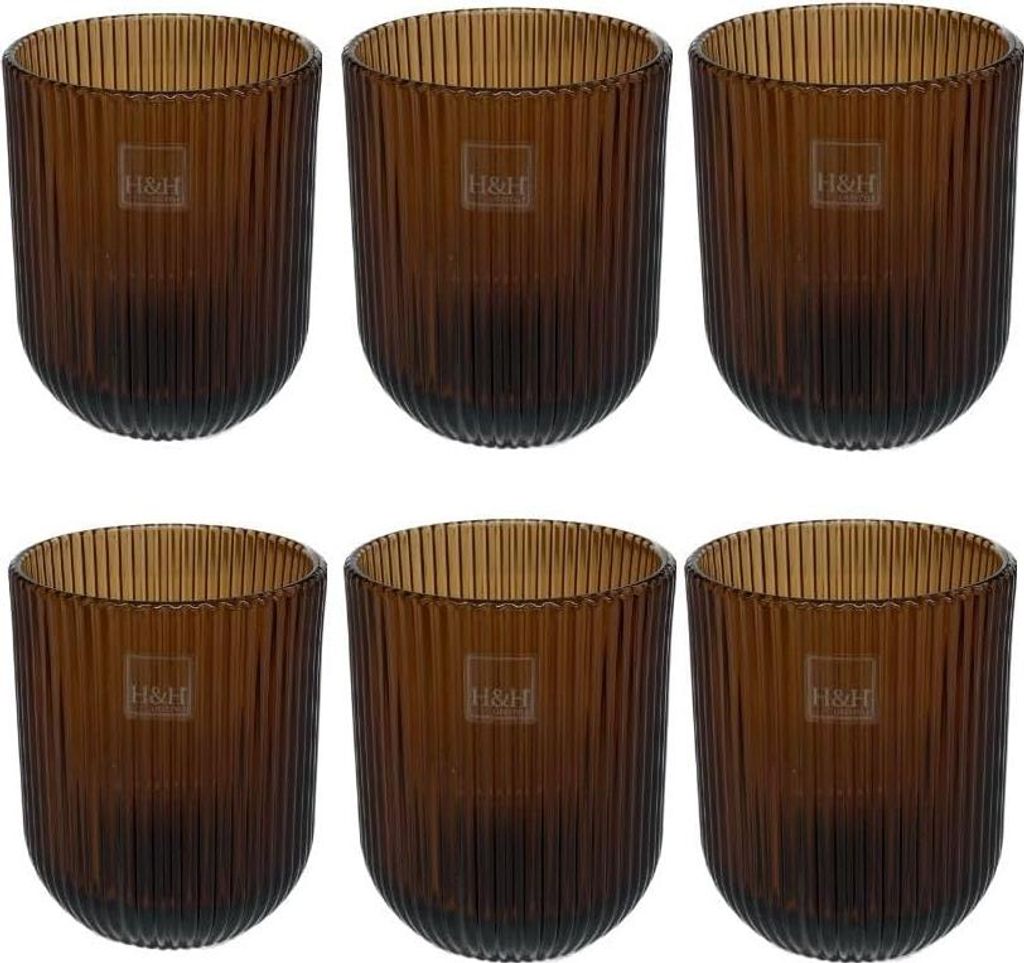 Pfingstrosen-Bernsteingläser Cl28, 6 Stück