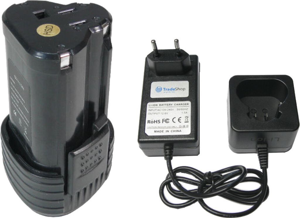Trade-Shop 2in1 Set: Li-Ion Akku 12V / 2000mAh + Ladegerät für Rockwell KRGRT-PN-7734031 RK2510K RK2510K2 RK2515K2 RK2516K RK2510 RK2510K2.1 RK2511