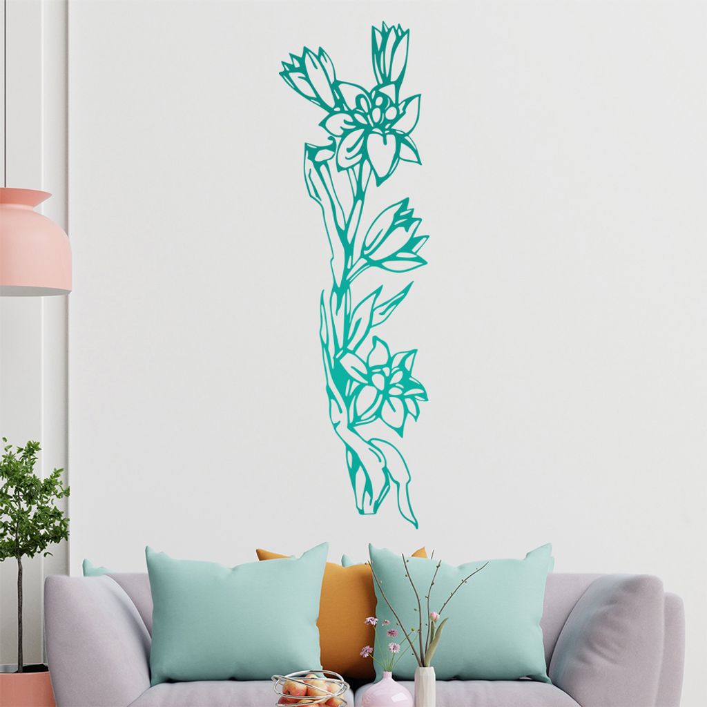 Blumen - Ranken Wandtattoo in 6 Größen - Wandaufkleber Wall Sticker - Dekoration, Küche, Wohnzimmer, Schlafzimmer, Badezimmer