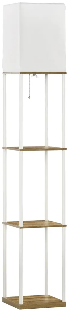 Lampadaire moderne 3 étagères bois marron et blanc pour déco intérieure