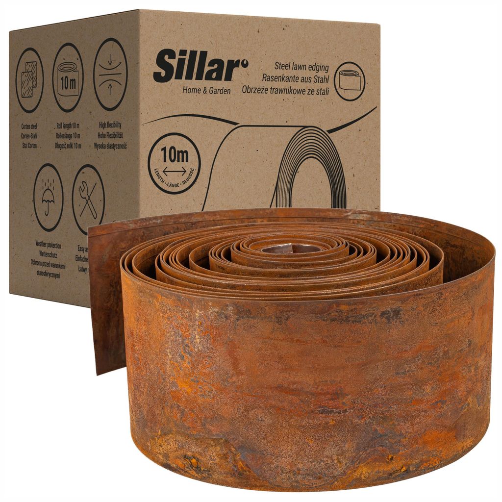 Bordura per prato Sillar in metallo 10 m x 14 cm – Bordura Immagine del prodotto 
