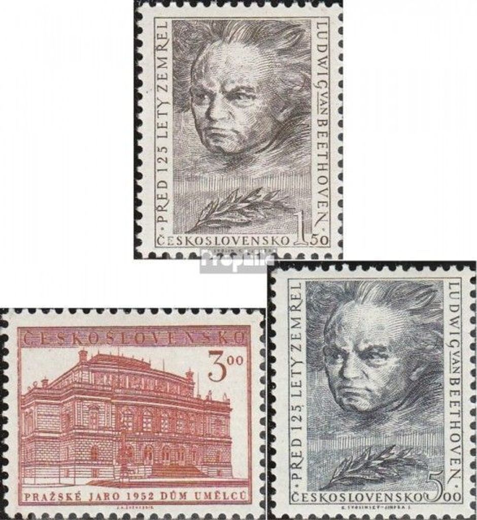 Briefmarken Tschechoslowakei 1952 Mi 737-739 (kompl.Ausg.) Produktbild 