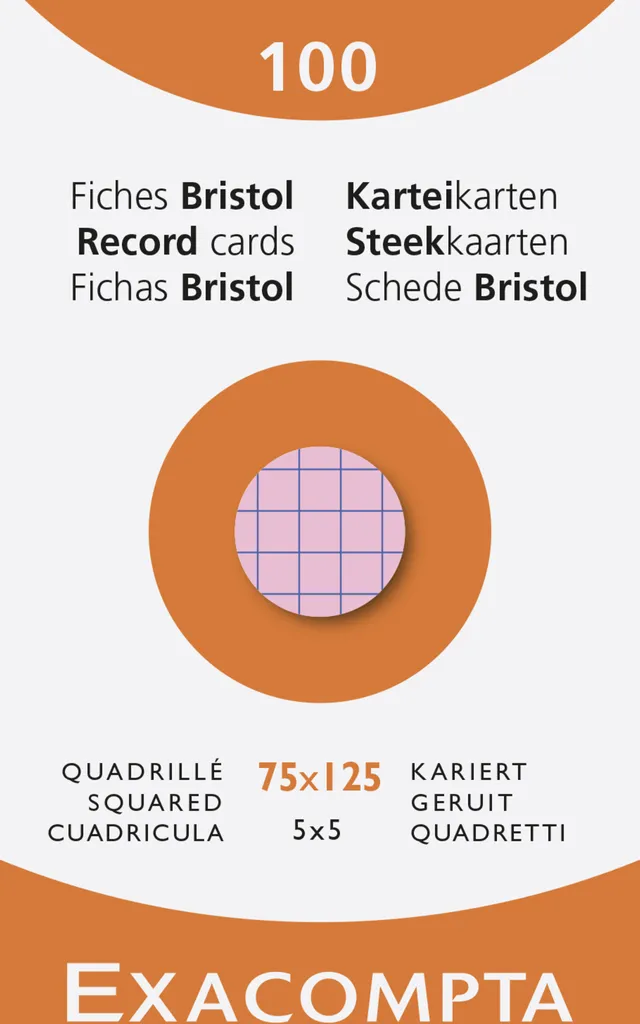 Fiches Bristol 75x125mm Petits Carreaux 5x5 Non Perforées Lot de 1000