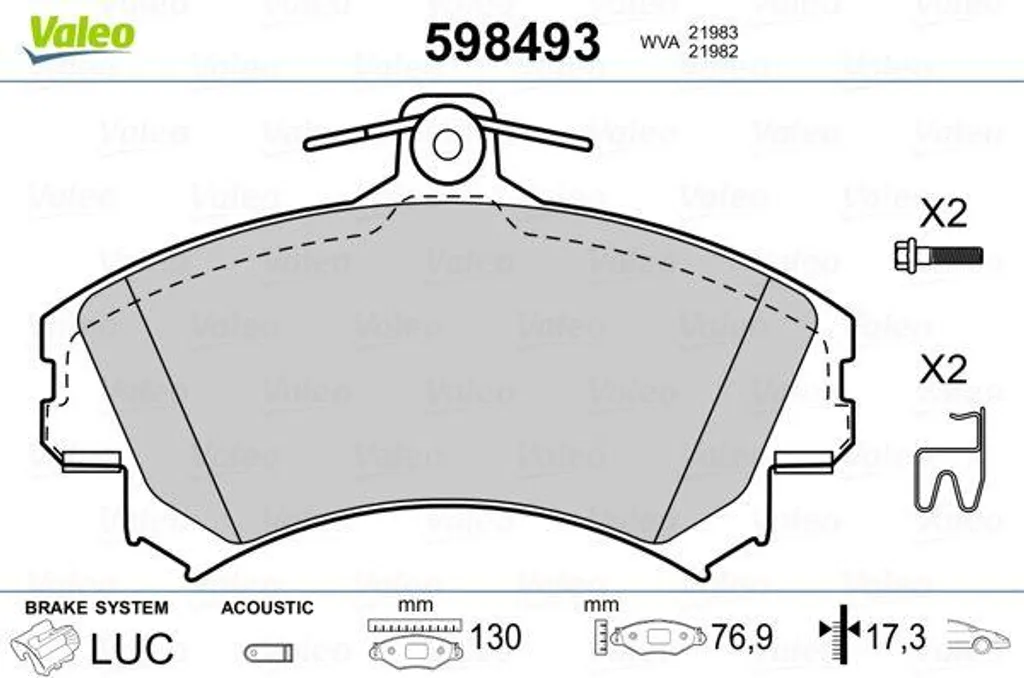 Plaquettes de frein anti-bruit Valeo 598493 pour Mitsubishi et Volvo