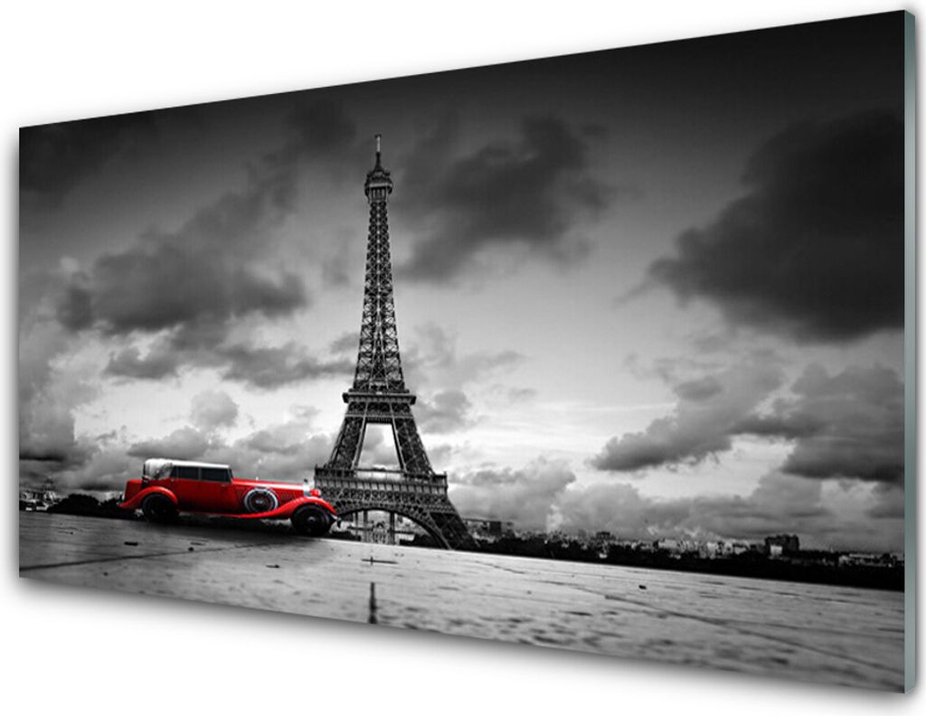 Acrylglasbilder 100x50 Wandbild Druck Eiffelturm Auto Architektur