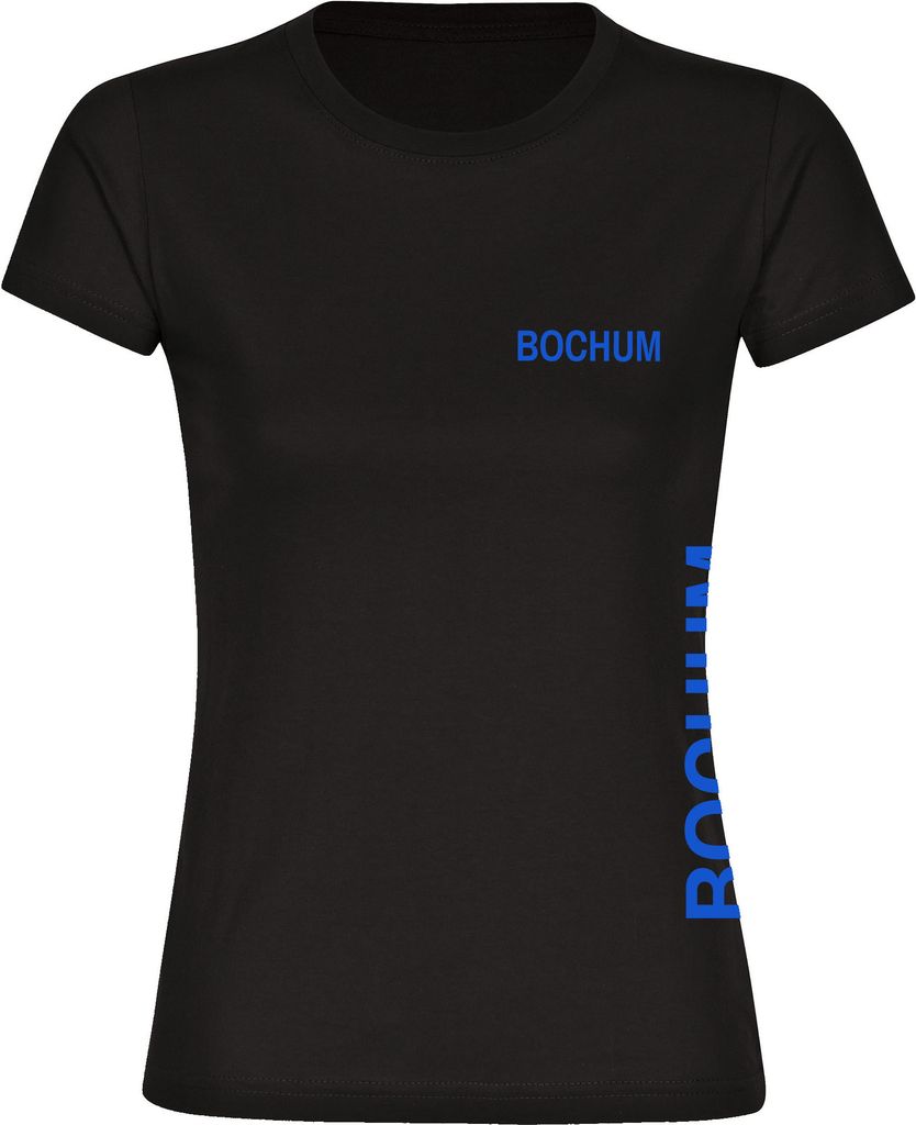 multifanshop Damen T-Shirt - Bochum - Brust & Seite, schwarz, Größe L