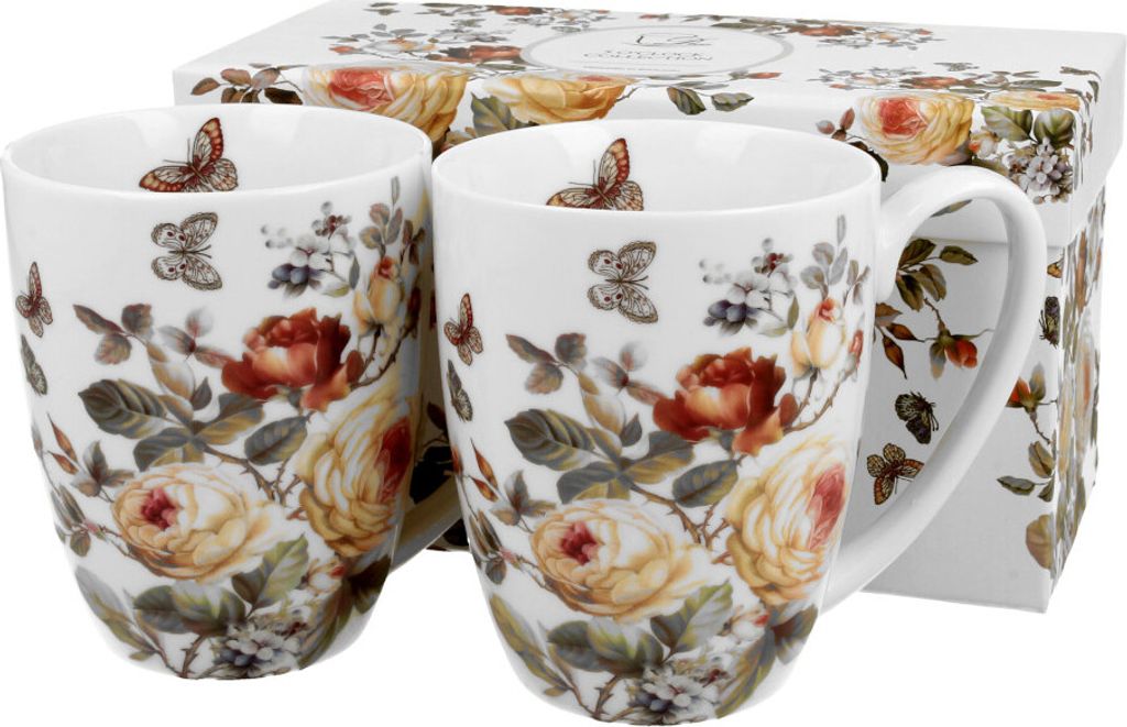 DUO FLORAL 2er-Set Becher 380 ml ZAHRA New Bone China Porzellan