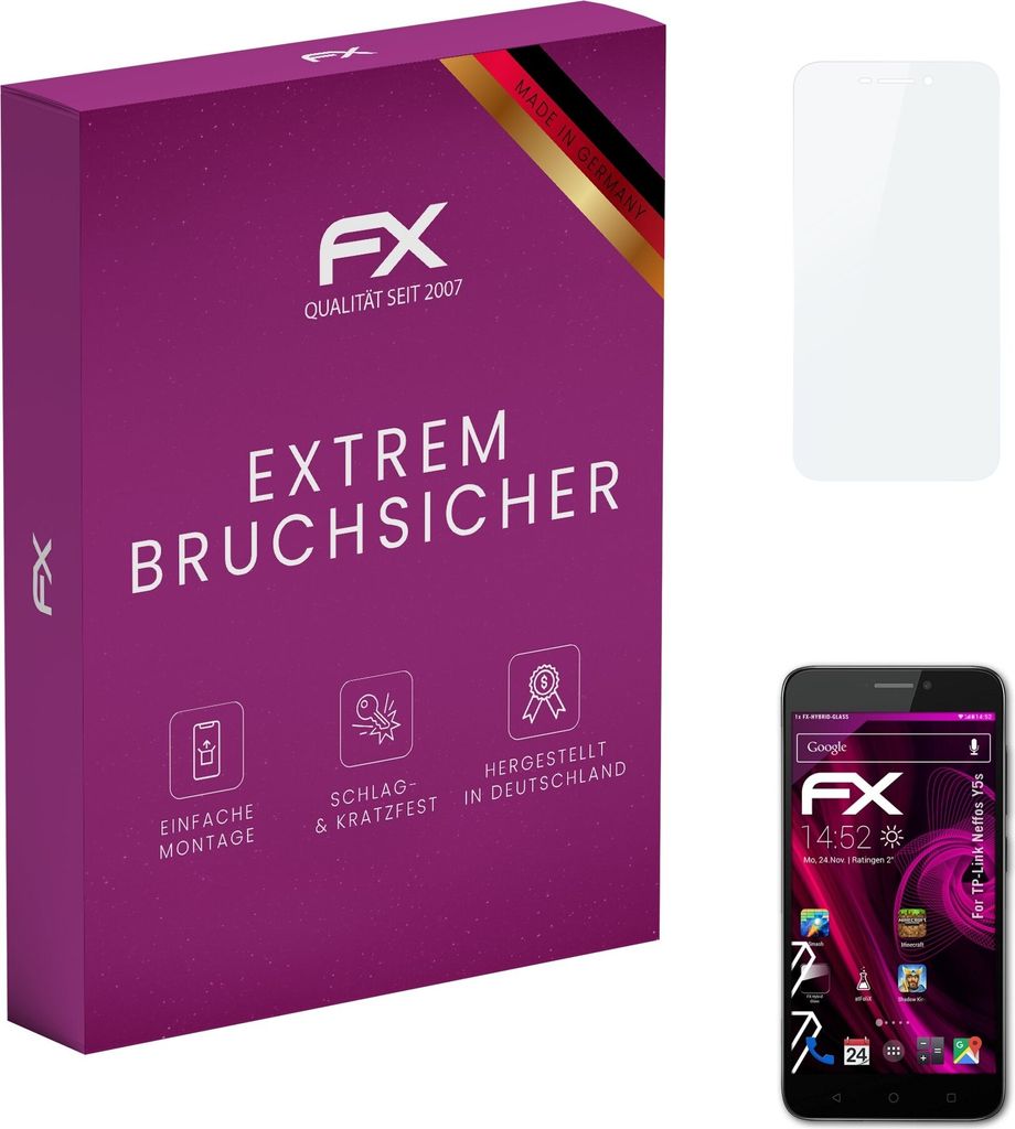 atFoliX FX-Hybrid-Glass Displayfolie kompatibel mit TP-Link Neffos Y5s Glasfolie