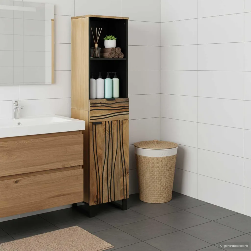 vidaXL Mobile lavabo con anta Brown 38 x 33 x 160 cm Materiale a base di legno