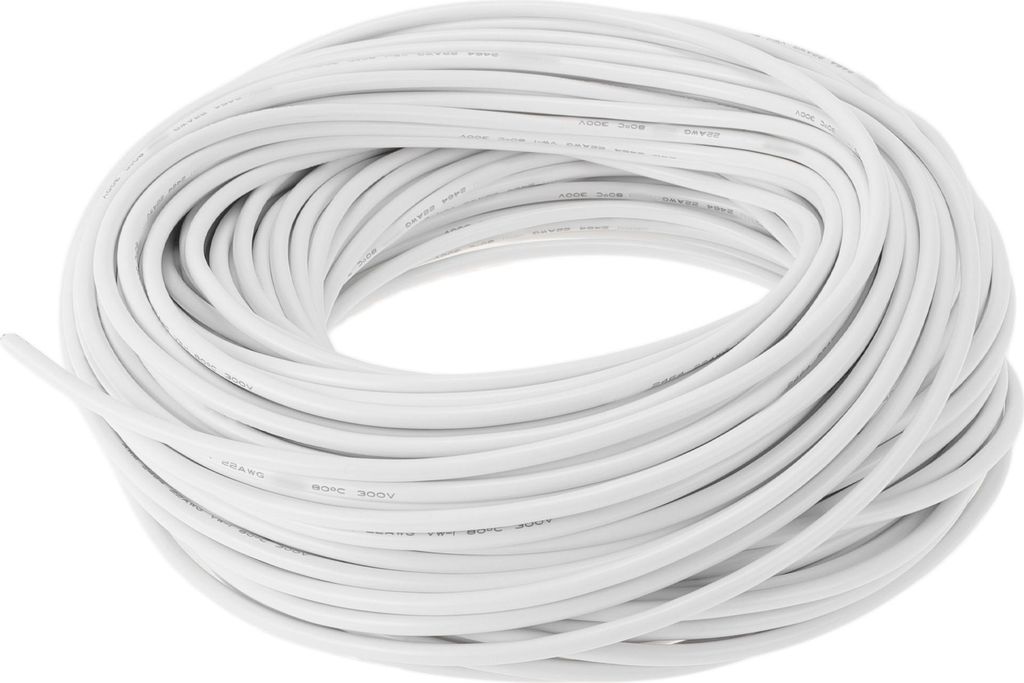 Elektrische Masseleitung Automobil-Stromleitung 200FT Weiß TC 1 Stück 22Gauge 4 Leiter Vollständig isoliert & Soft-Touch-Mantel Universal