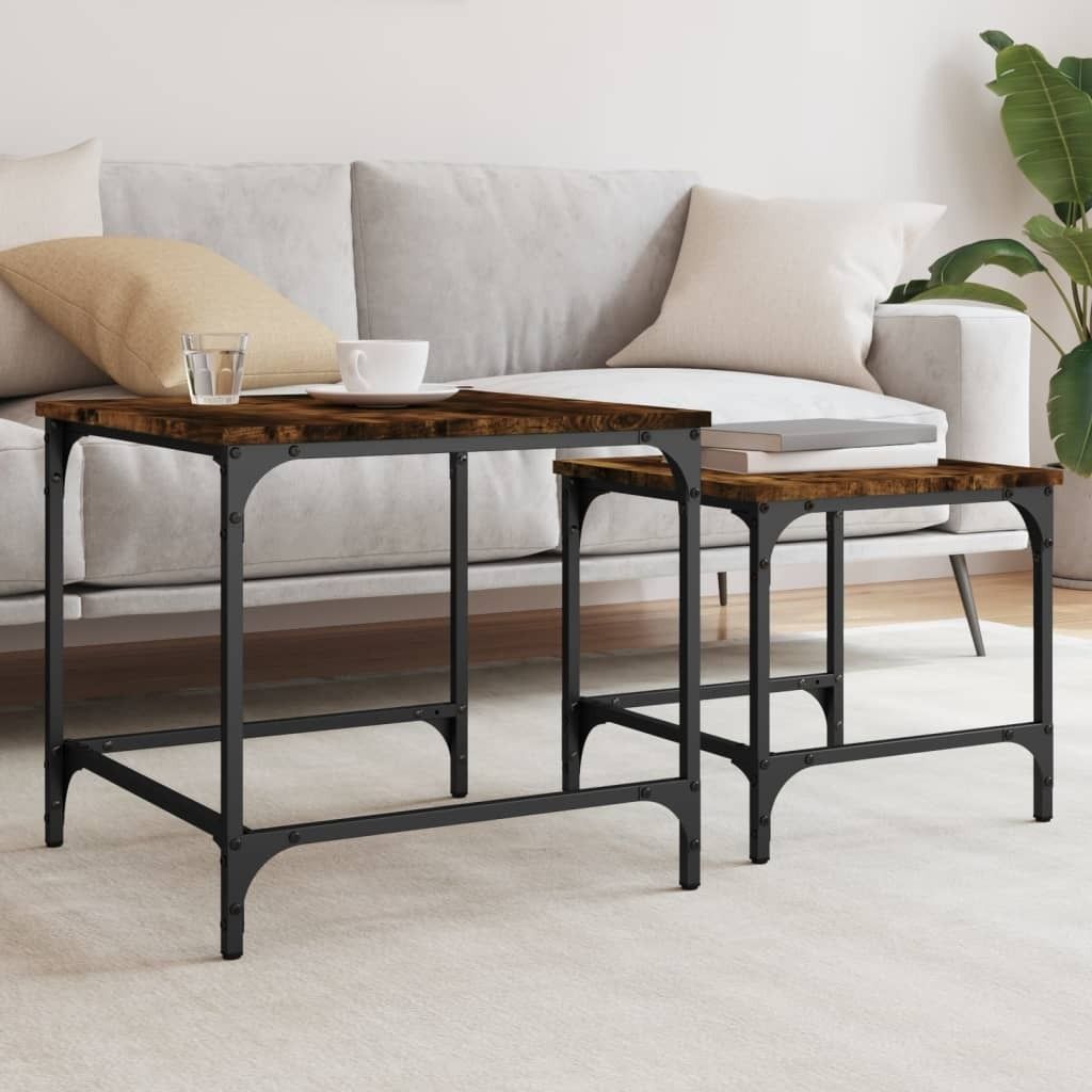 Design Möbel Satztische 2er Set Räuchereiche Holzwerkstoff - 2024 Neu