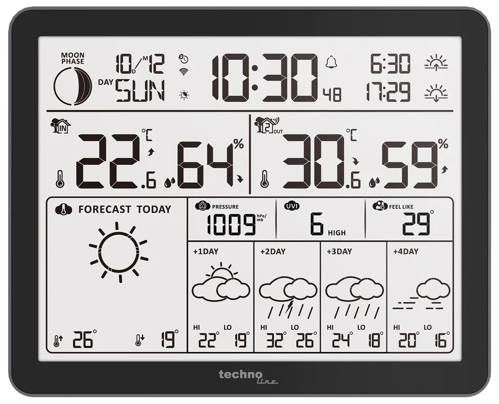 Technoline WD3000 Station météo avec prévisions J+3 et indice UV