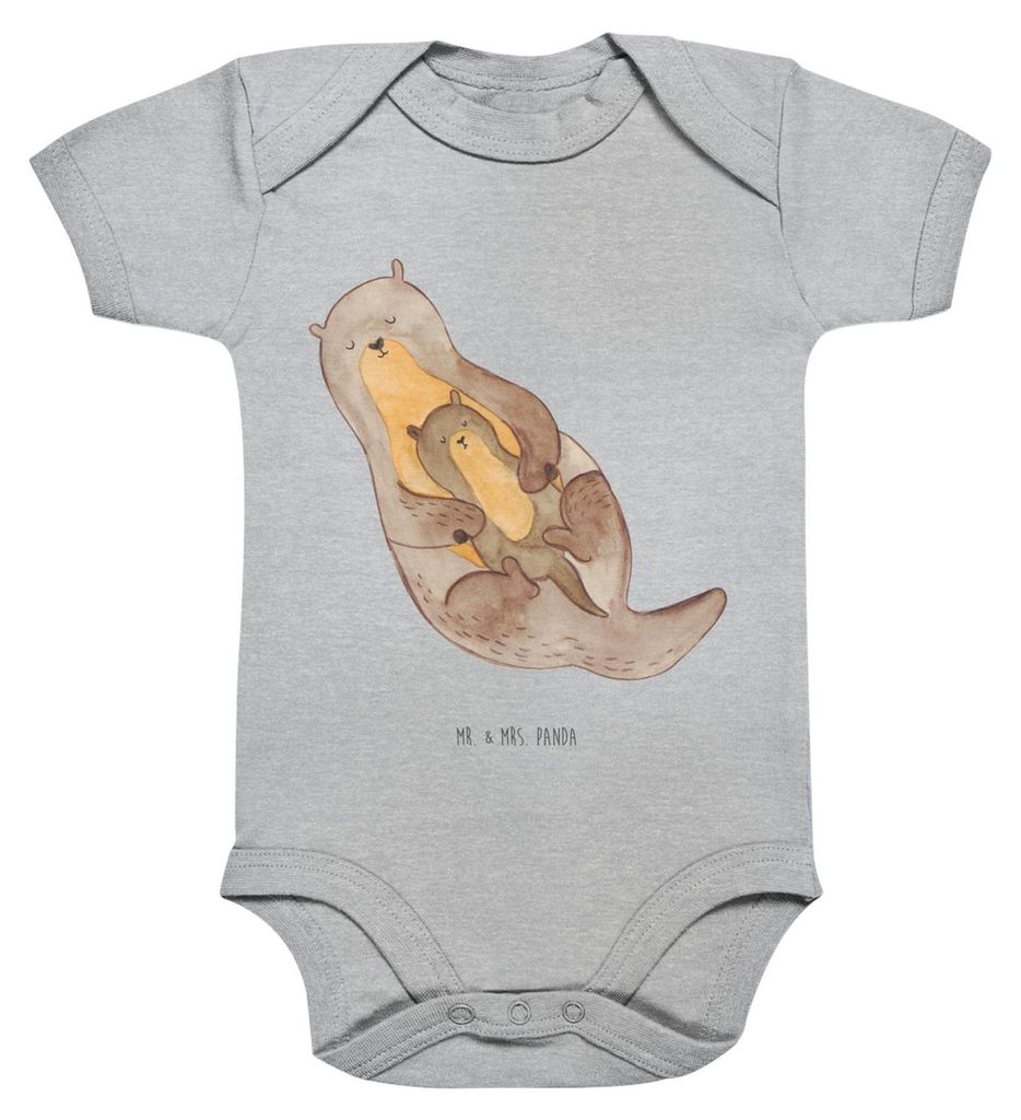 Mr. & Mrs. Panda Babybody Otter Kind 12. - 18. Monat - Heather Grey - Geschenk, Kurzarmbody, Geburt, Familie, Strampler Baby, overall, Sohn, Mutter...