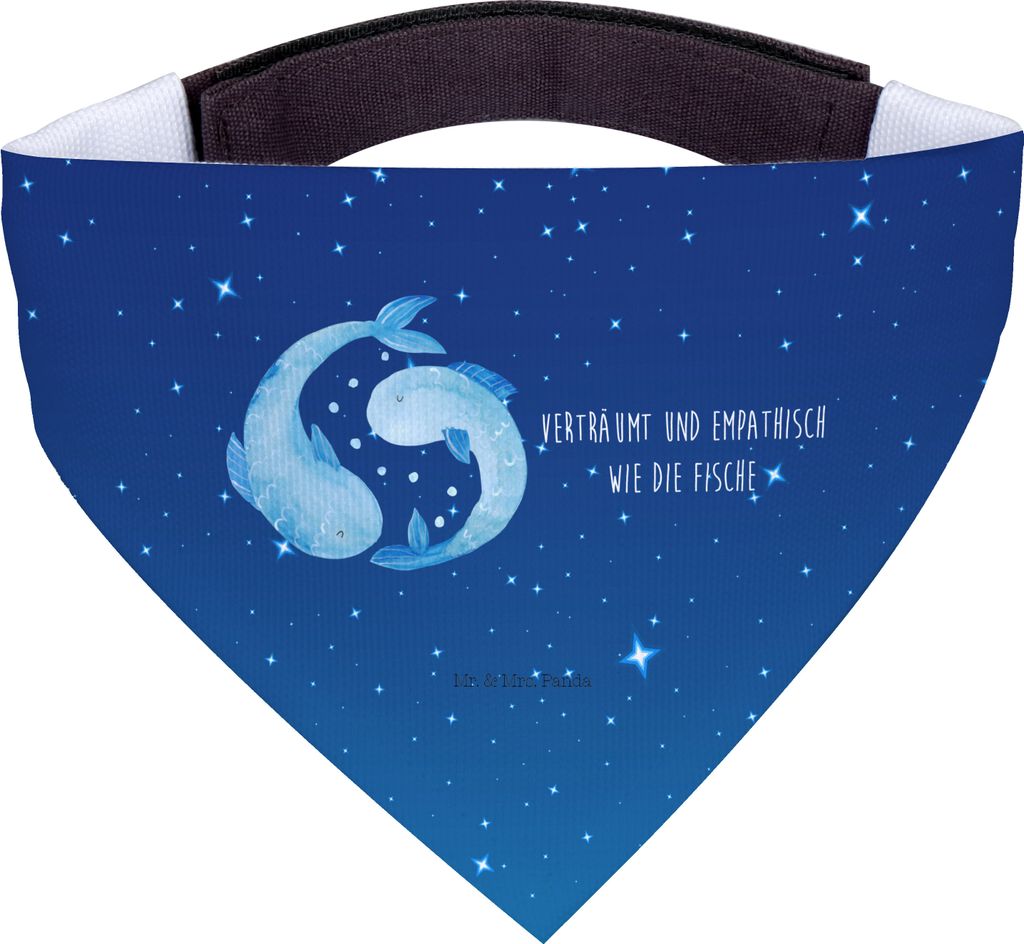 Mr. & Mrs. Panda Bandana Sternzeichen Fische - Sternenhimmel Blau - Geschenk, Halstuch Hund, Für Hunde, Sternbild, Dreieckstuch, Geburtstag Februa...