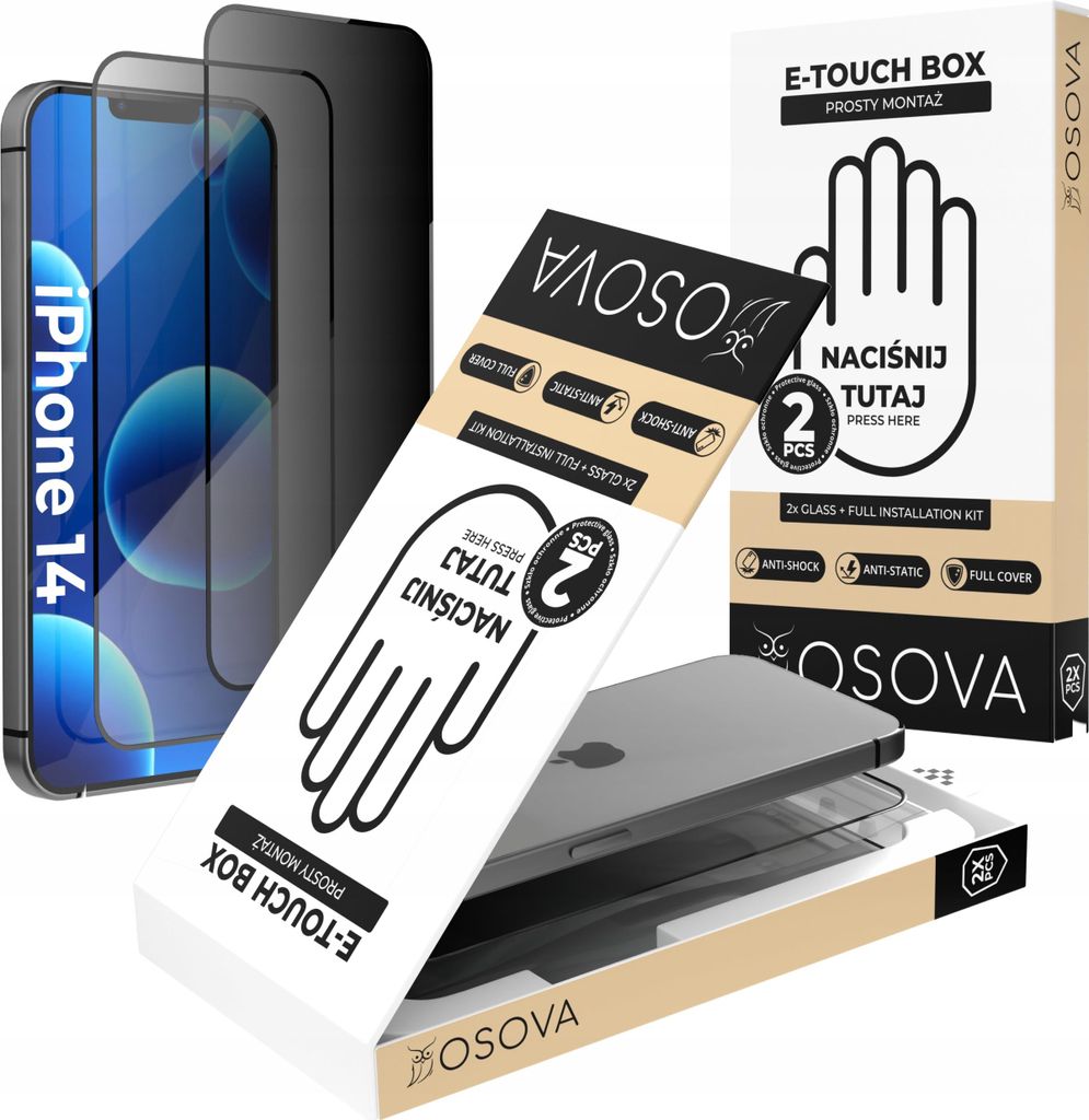 PRIVATISIERUNGSGLAS OSOVA für iPhone 14 SCHNELL MIT APLIKATOR 2er-Set