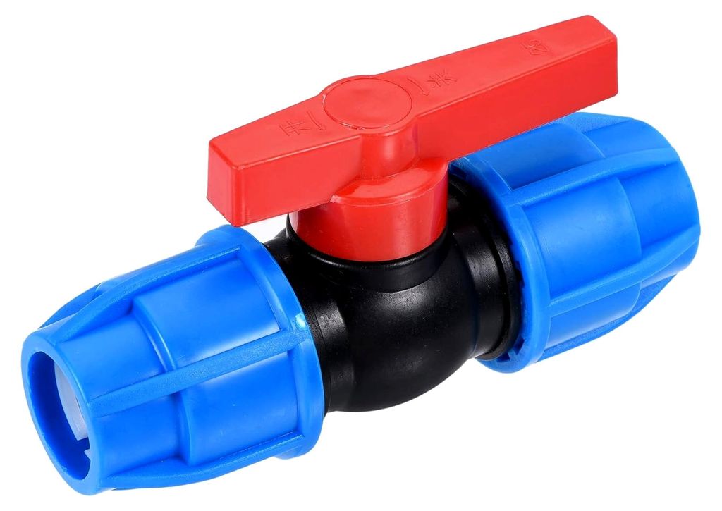 Kugelhahn aus PE für Gartenbewässerung und Aquarien (25mm Schwarz Blau Rot)